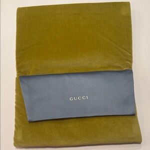 Gucci Special Edition Olive Green Velvet Pouch with Gray Satin Flap
